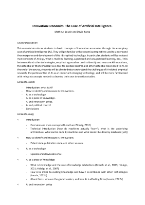 创新经济学：人工智能的案例​​。